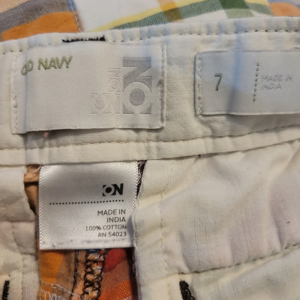 Old Navy Patchwork Plaid Chino Shorts Boys 7 Preppy Plaid Summer 8